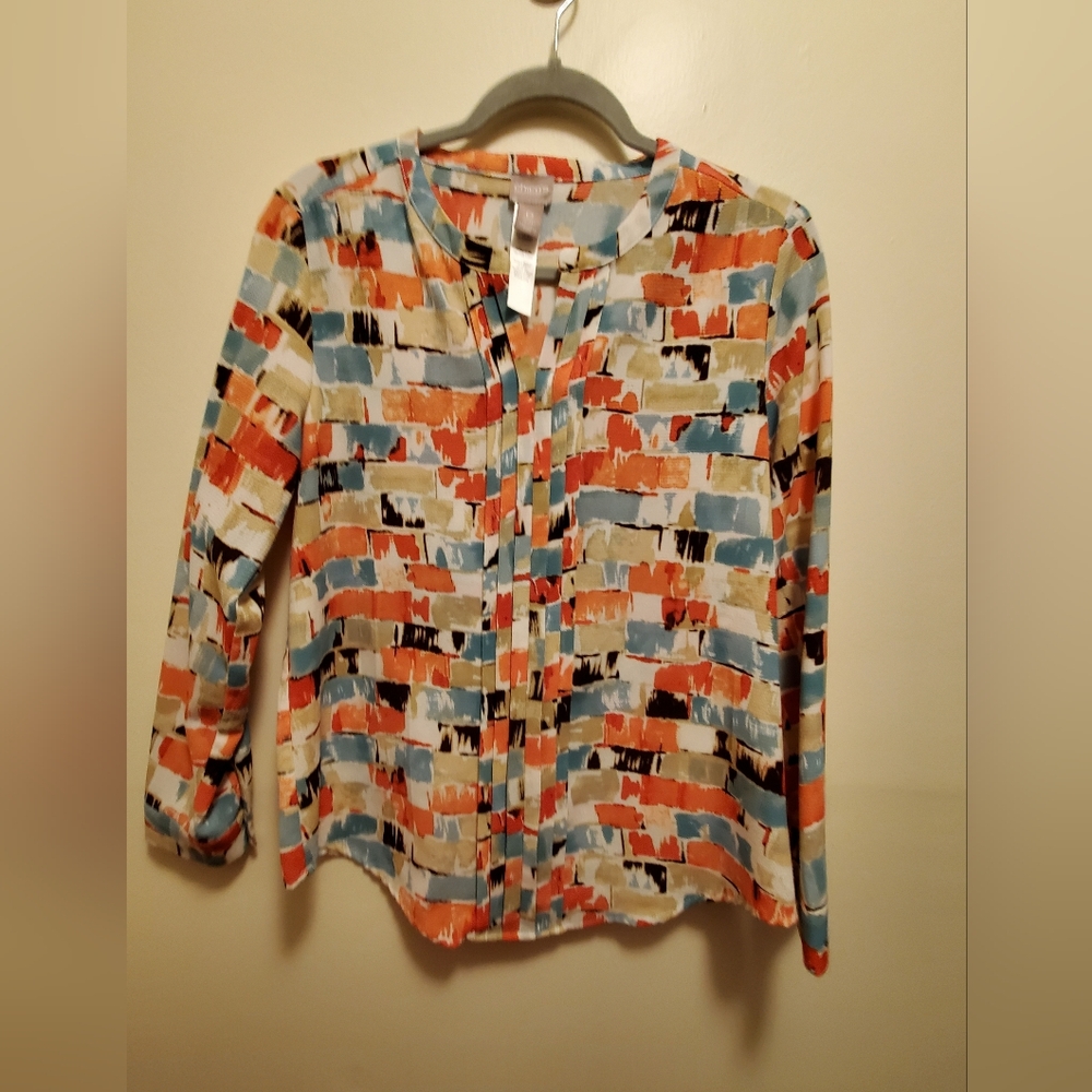 Chico's Multicolor Abstract Blouse size 0 Machine wash/tumble dry